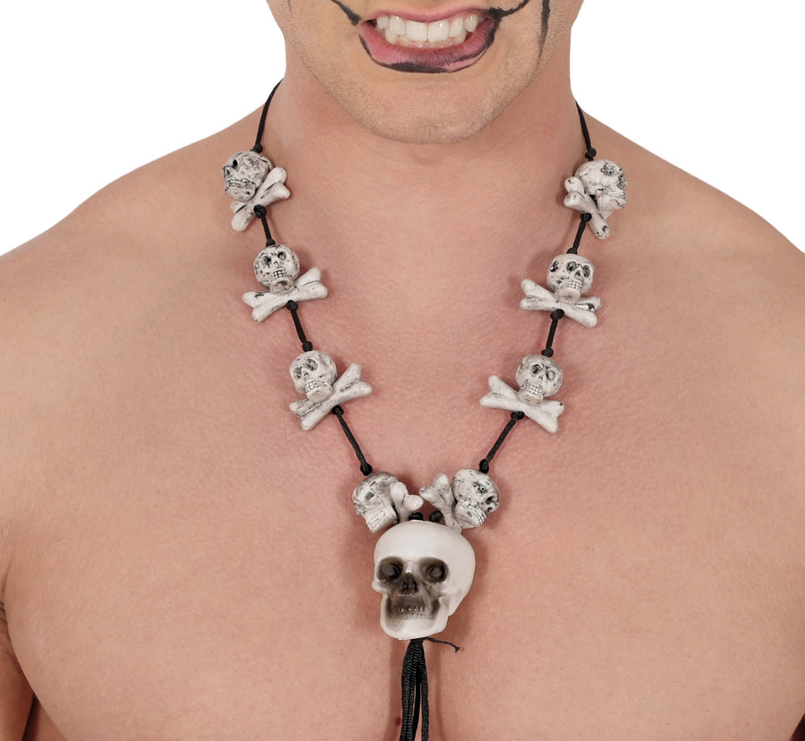 GP29197 – Skelett Halskette Halloween Accessoire – Farbe: Beige, Ansicht 2