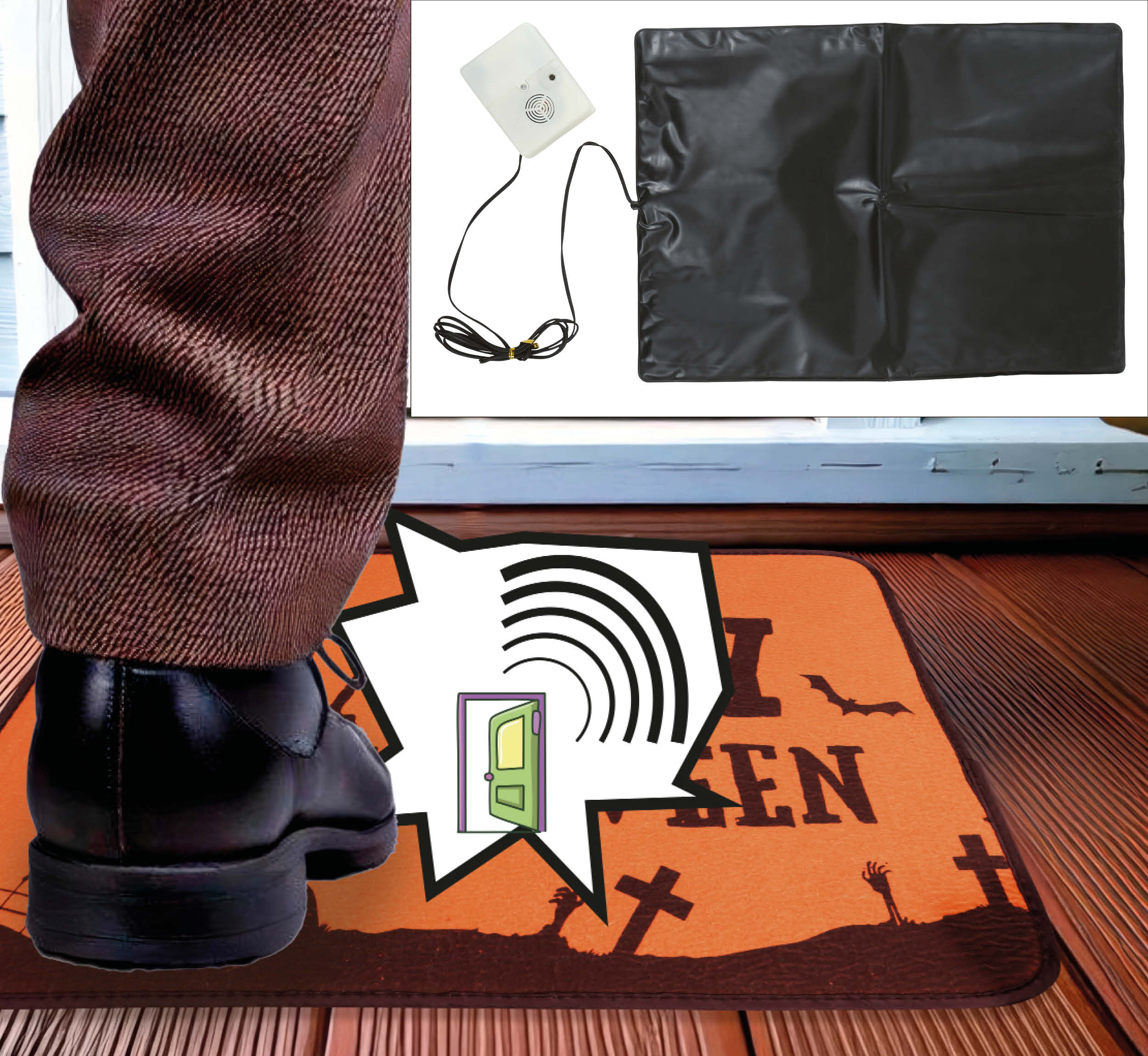 GP29292 – Halloween Klangmatte Spukhafte Türmatte – Farbe: Schwarz