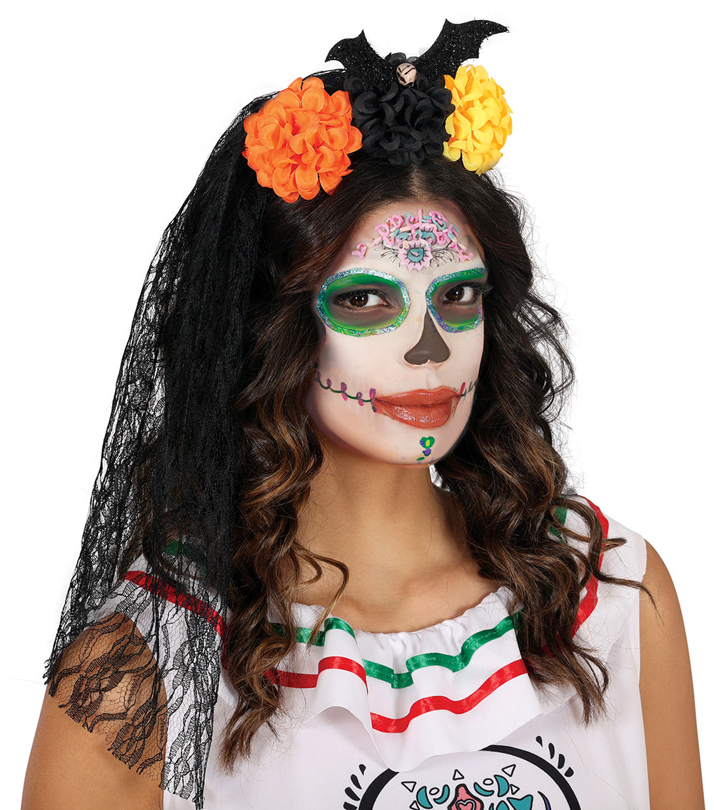 GP29296 – Tag Der Toten Haarreif Mit Schleier – Farbe: Schwarz