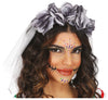 GP29297 – Tag Der Toten Kopfschmuck Schleier – Farbe: Grau
