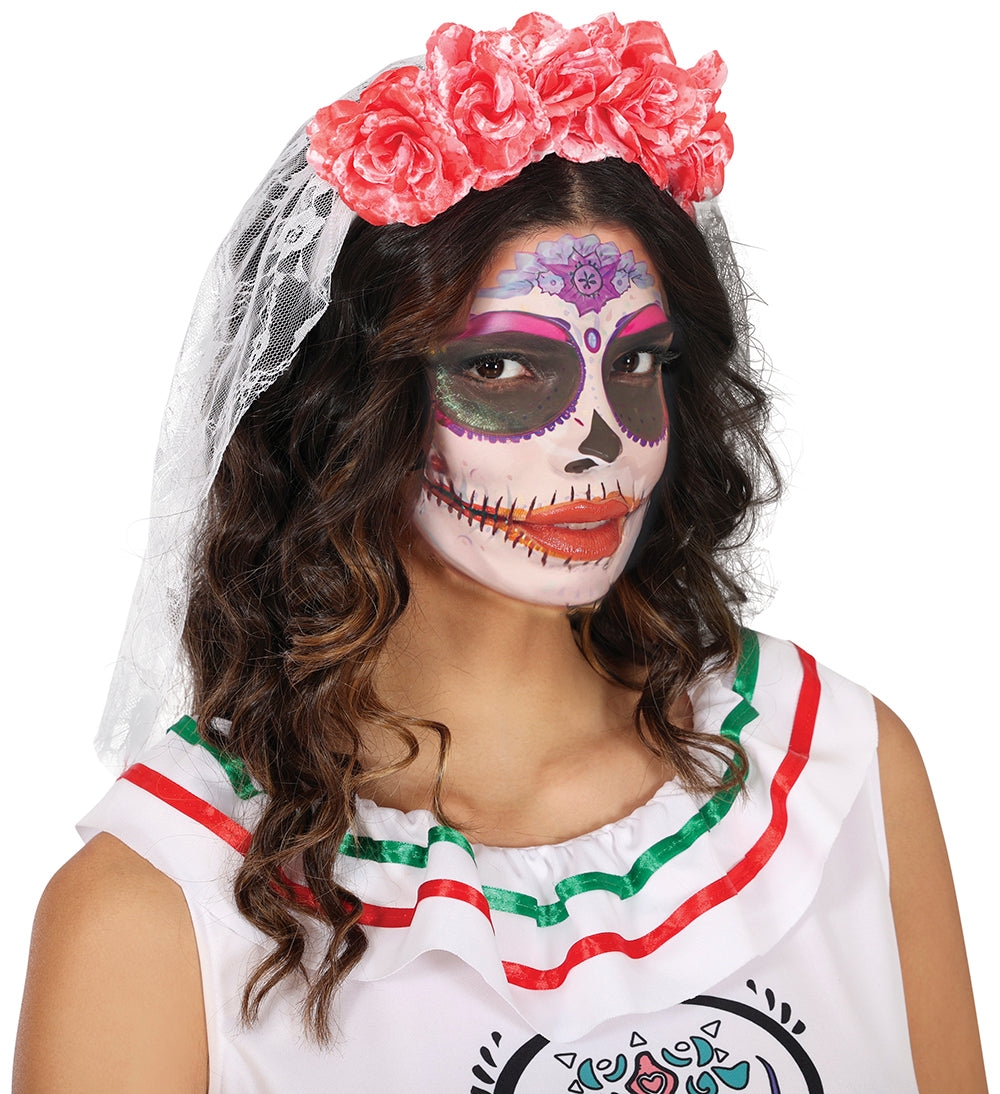 GP29298 – Tag Der Toten Stirnband Brautschleier – Farbe: Weiß