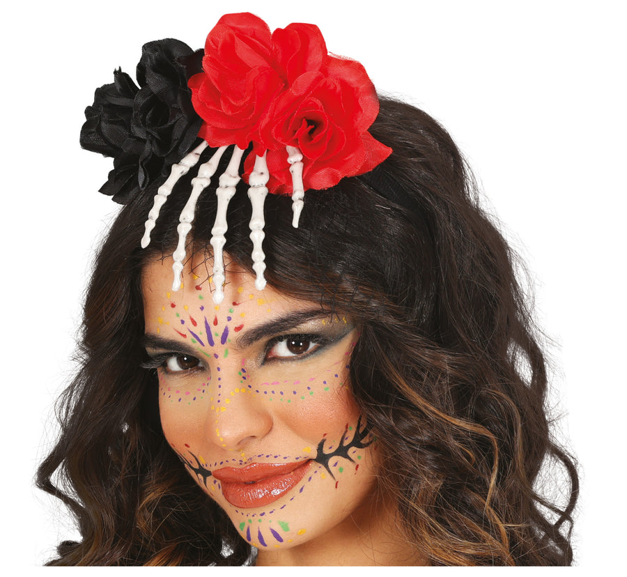 GP29301 – Tag Der Toten Mystisches Haaraccessoire – Farbe: Schwarz / Weiß, Ansicht 2