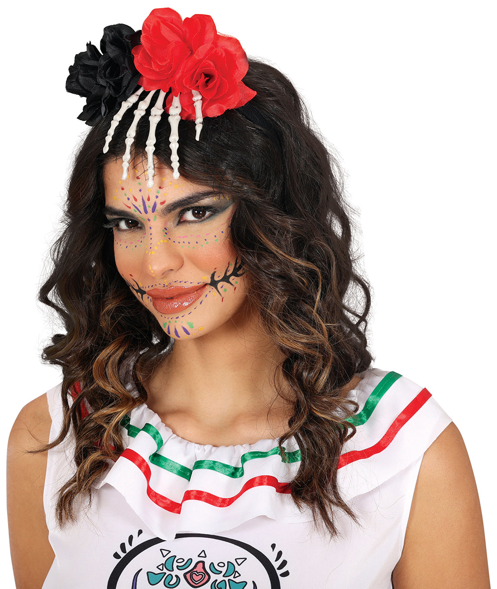 GP29301 – Tag Der Toten Mystisches Haaraccessoire – Farbe: Schwarz / Weiß