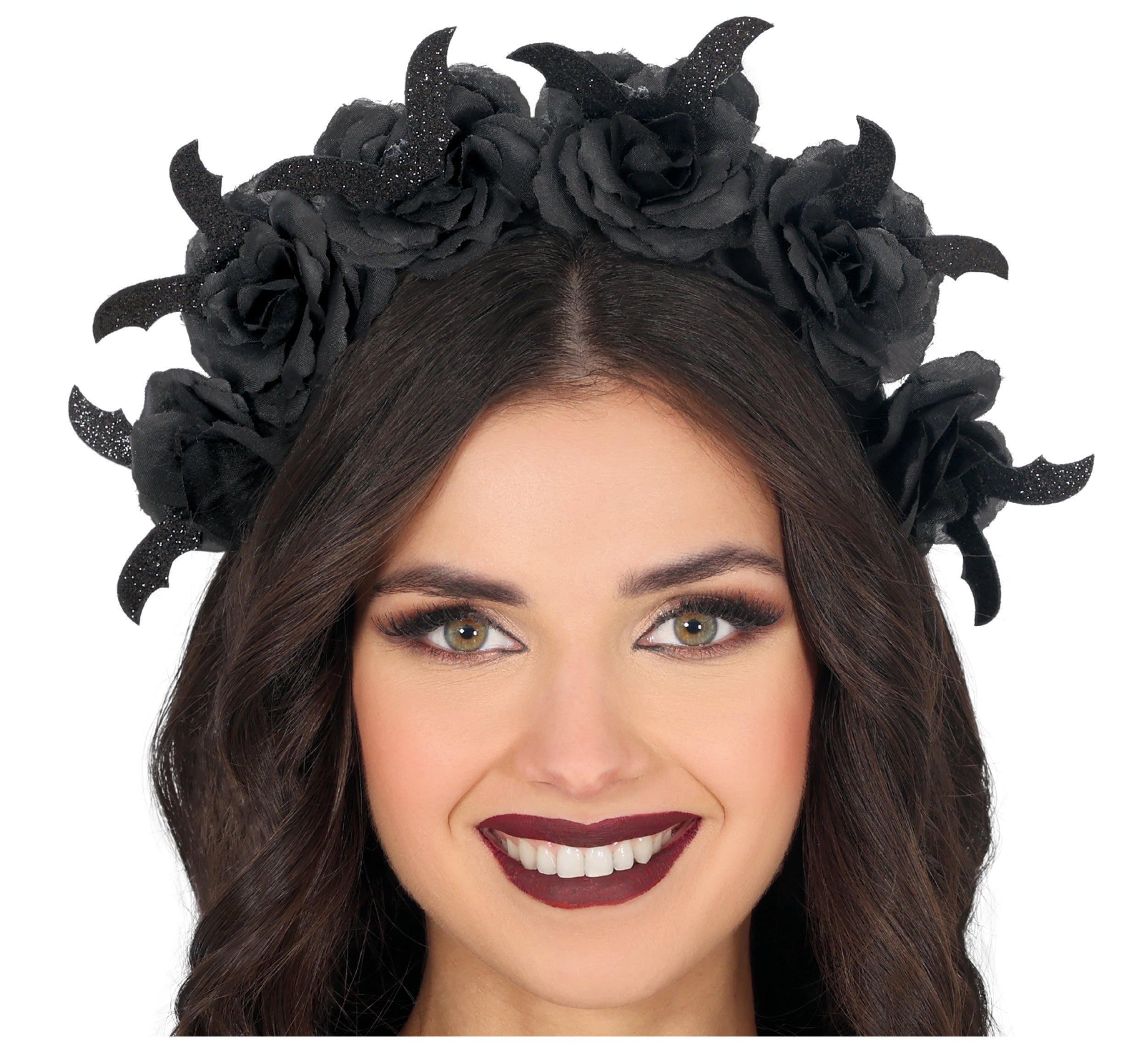 GP29306 – Halloween Haarreif Gothic Schwarze Blumen – Farbe: Schwarz