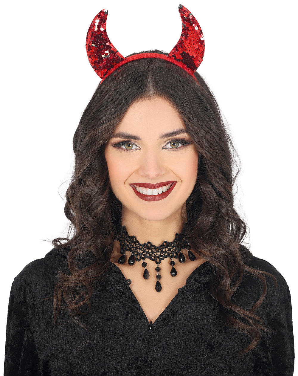 GP29316 – Dämonische Hörner Haarreif Halloween – Farbe: Rot