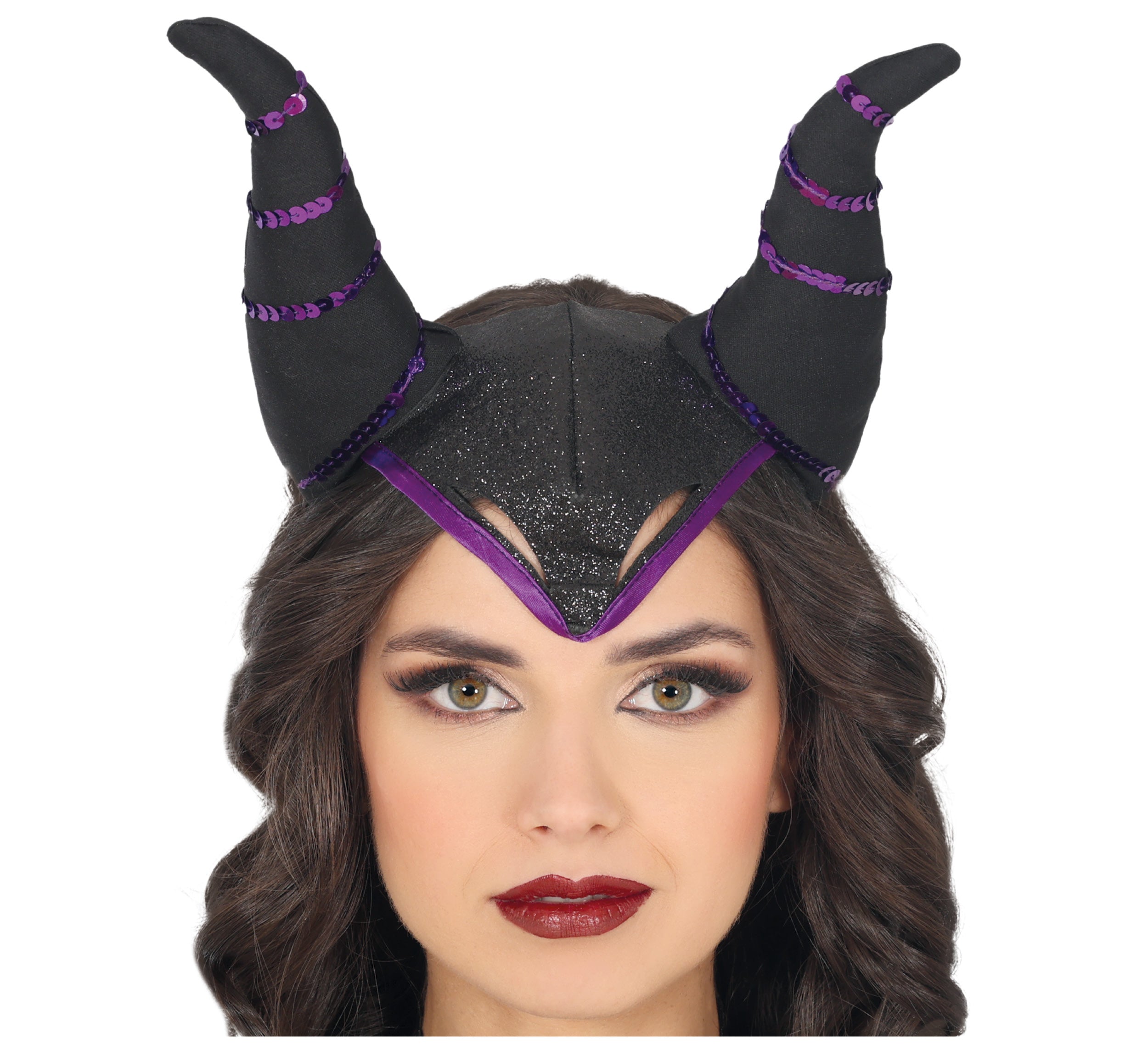 GP29320 – Mittelalter Fee Schwarze Hörner Haarreif – Farbe: Schwarz