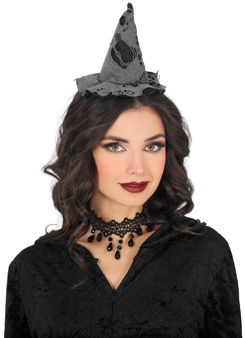 GP29324 – Hexen Haarreif Halloween Kostüm Accessoire – Farbe: Schwarz