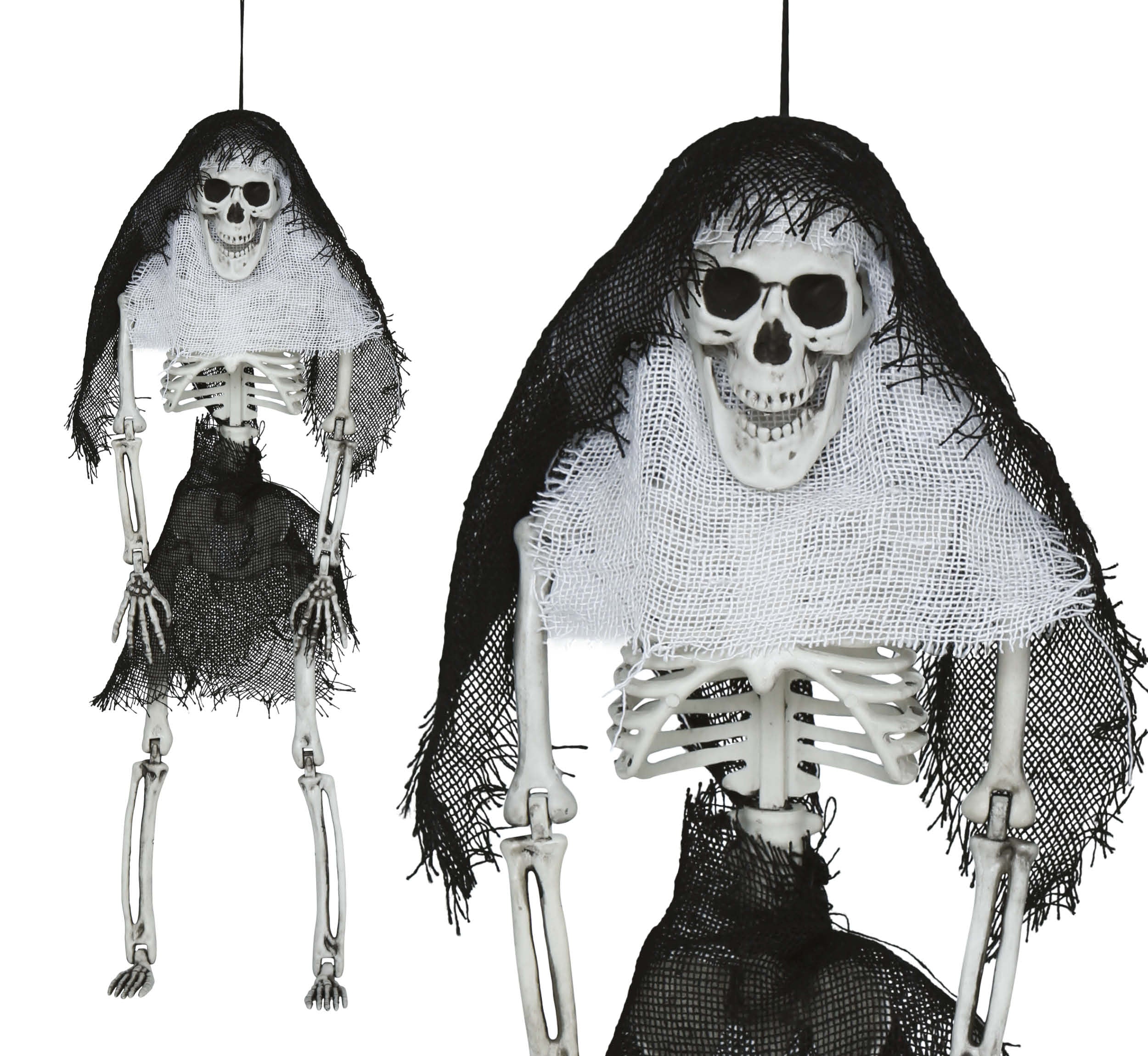 GP29335 – Skelett Halloween Dekoration Hängend Gruselig – Farbe: Schwarz / Beige