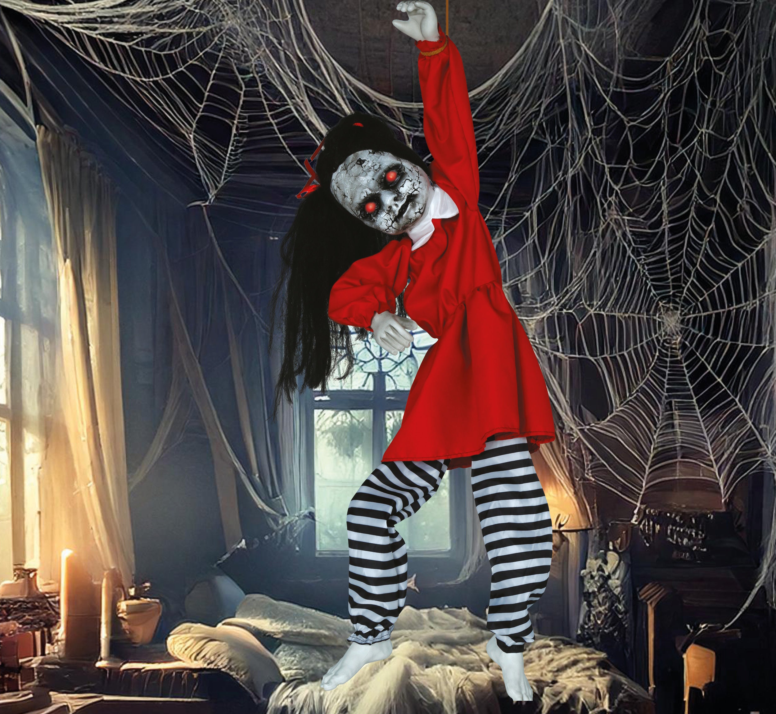 GP29339 – Zombie Mädchen Halloween Dekoration – Farbe: Rot