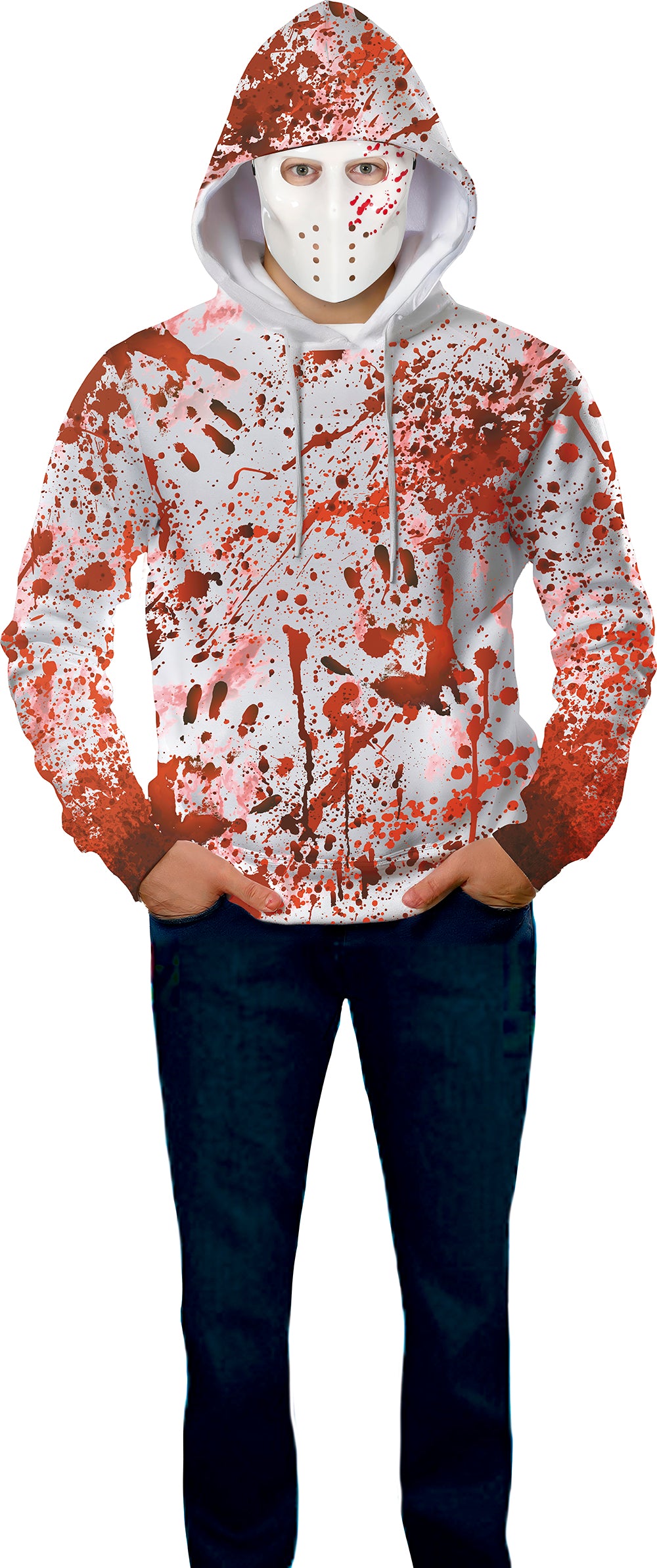 GP29340 – Halloween Kapuzenpullover Maske Kostüm – Größe: 52 - 54 (L) – Farbe: Weiß
