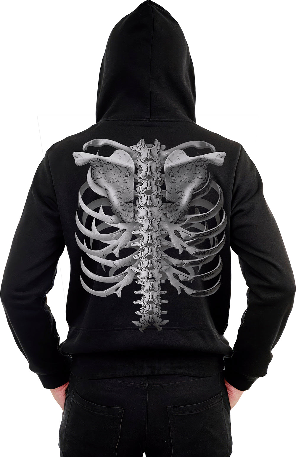 GP29341 – Skelett Hoodie Maske Halloween Grusel – Größe: 52 - 54 (L) – Farbe: Schwarz