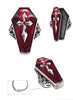 GP29359 – Halloween Gothic Ring Kreuz Sarg Rot – Farbe: Mehrfarbig