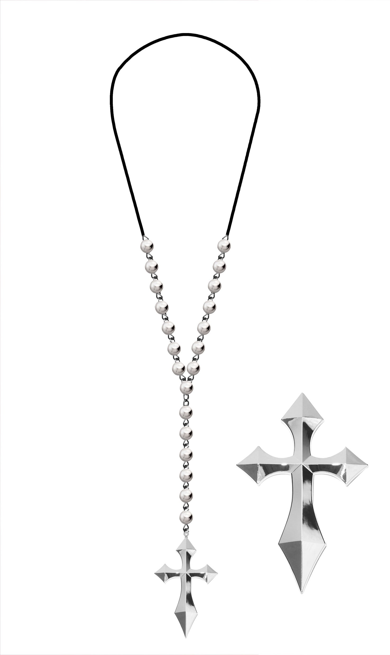 GP29360 – Halloween Kreuzkette Finsteres Accessoire – Farbe: Silber