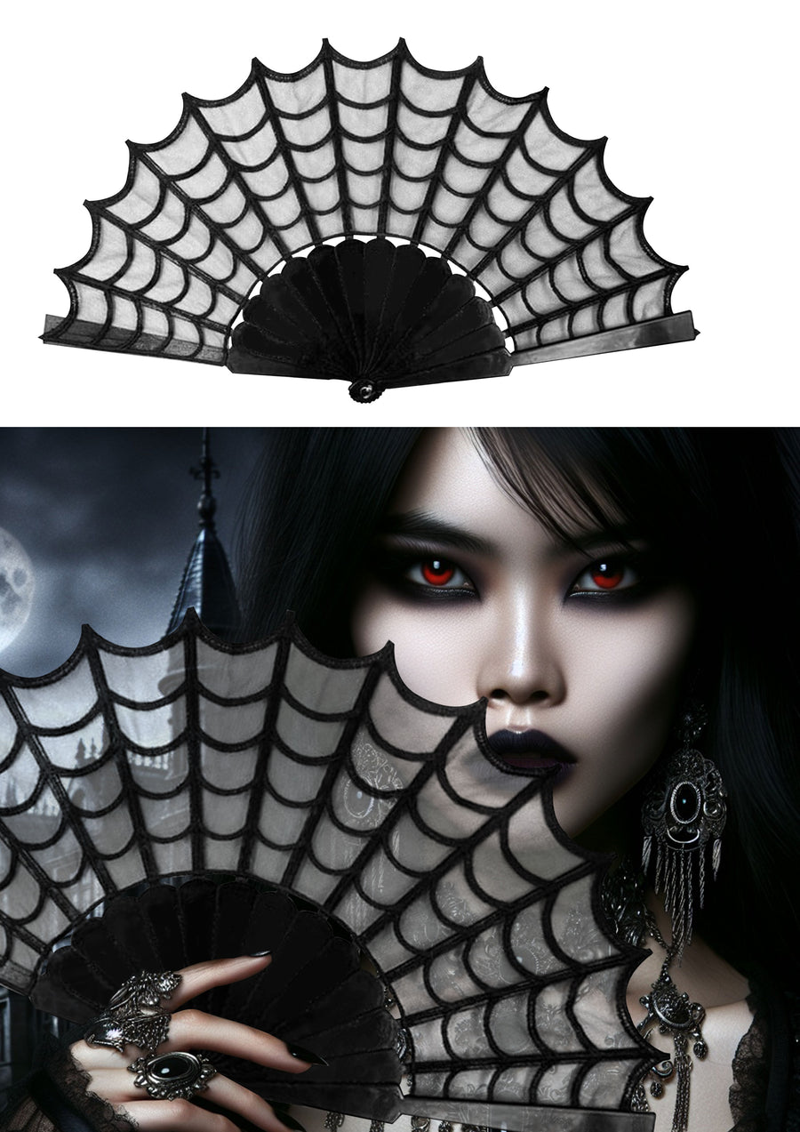 Gothic Fächer für Erwachsene 24 cm schwarz