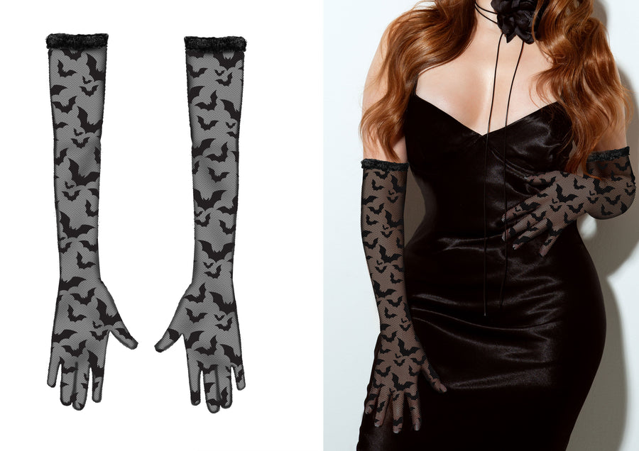Fledermaus Handschuhe für Damen 38 cm lang