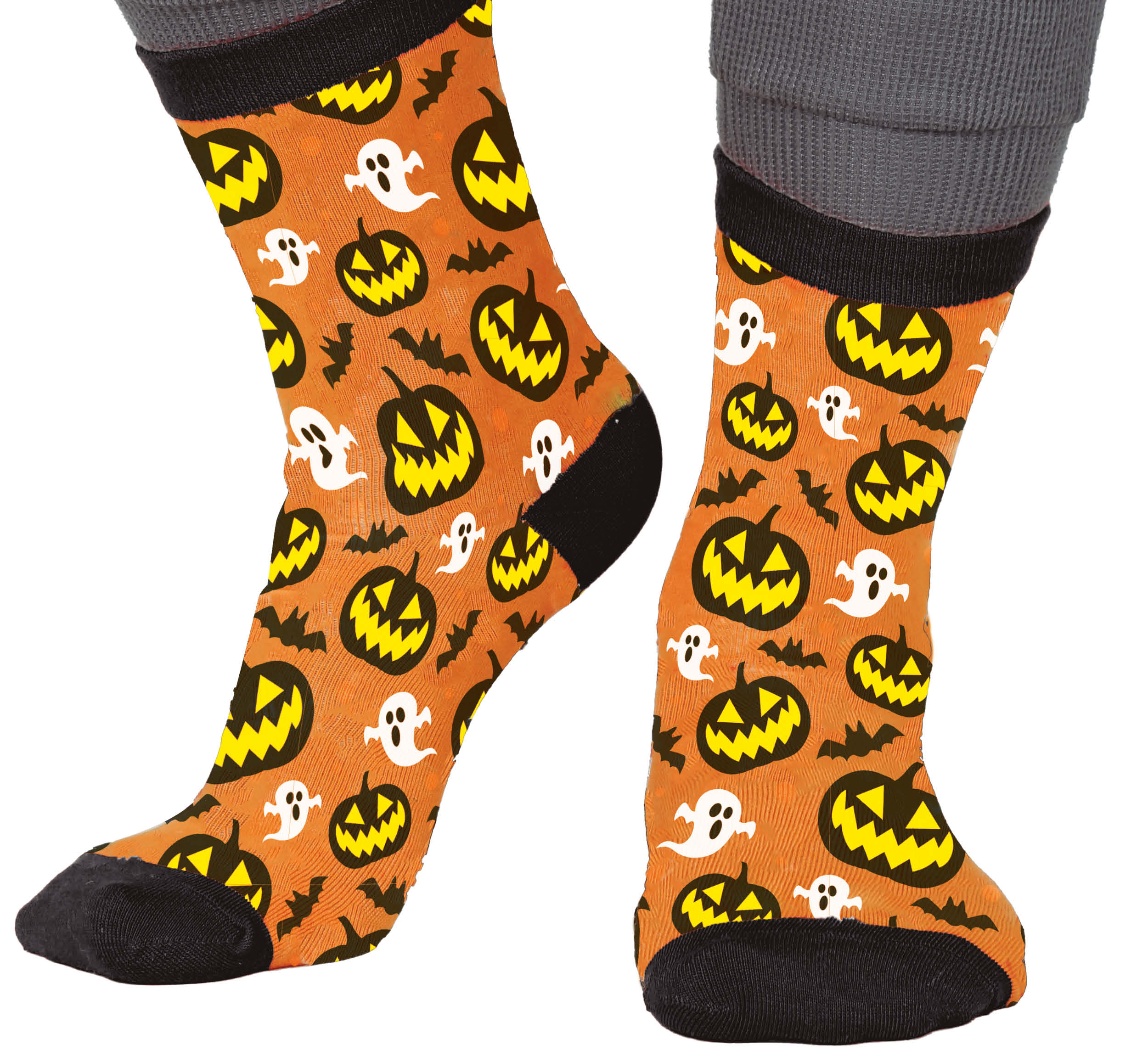 GP29383 – Halloween Kürbis Geister Socken – Größe: 22 - 28, 28- 35 – Farbe: Mehrfarbig