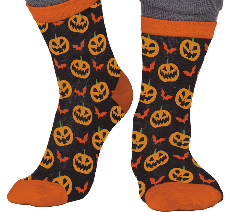 Kürbis Socken für Kinder mit Fledermäusen