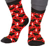 GP29391 – Fledermaus Halloween Socken Rot Mit Mond – Größe: 22 - 28, 28- 35 – Farbe: Mehrfarbig