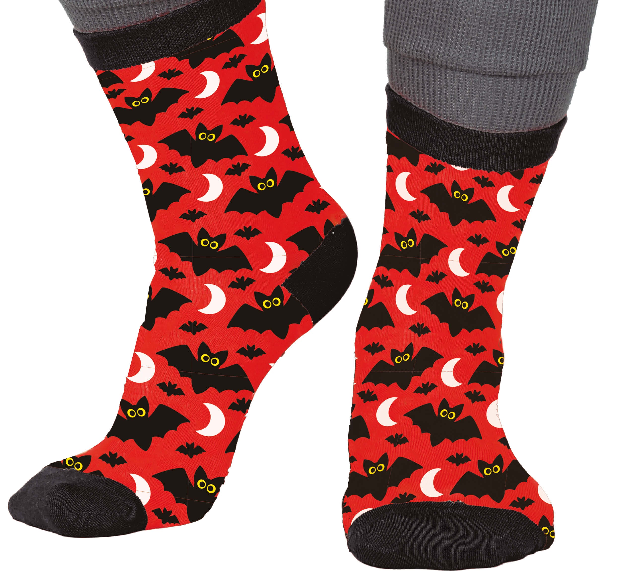 GP29393 – Fledermaus Halloween Socken Mit Mystischem – Größe: 37 - 41, 42 - 48 – Farbe: Mehrfarbig