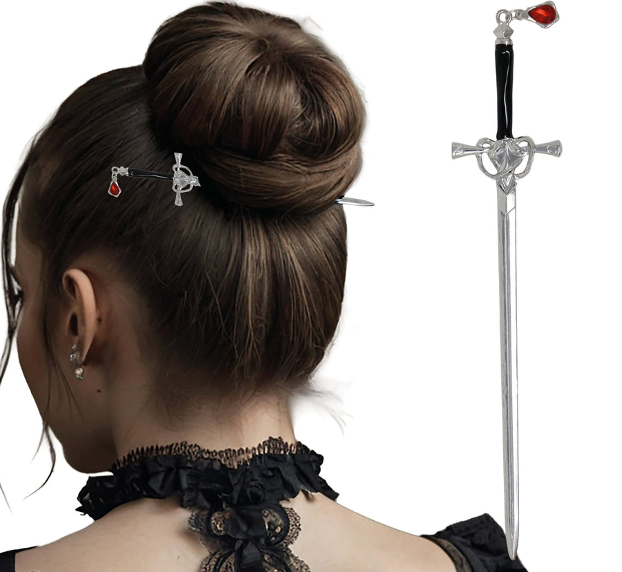 GP29407 – Halloween Haarnadel Gothic Design Schwert – Farbe: Mehrfarbig, Ansicht 2