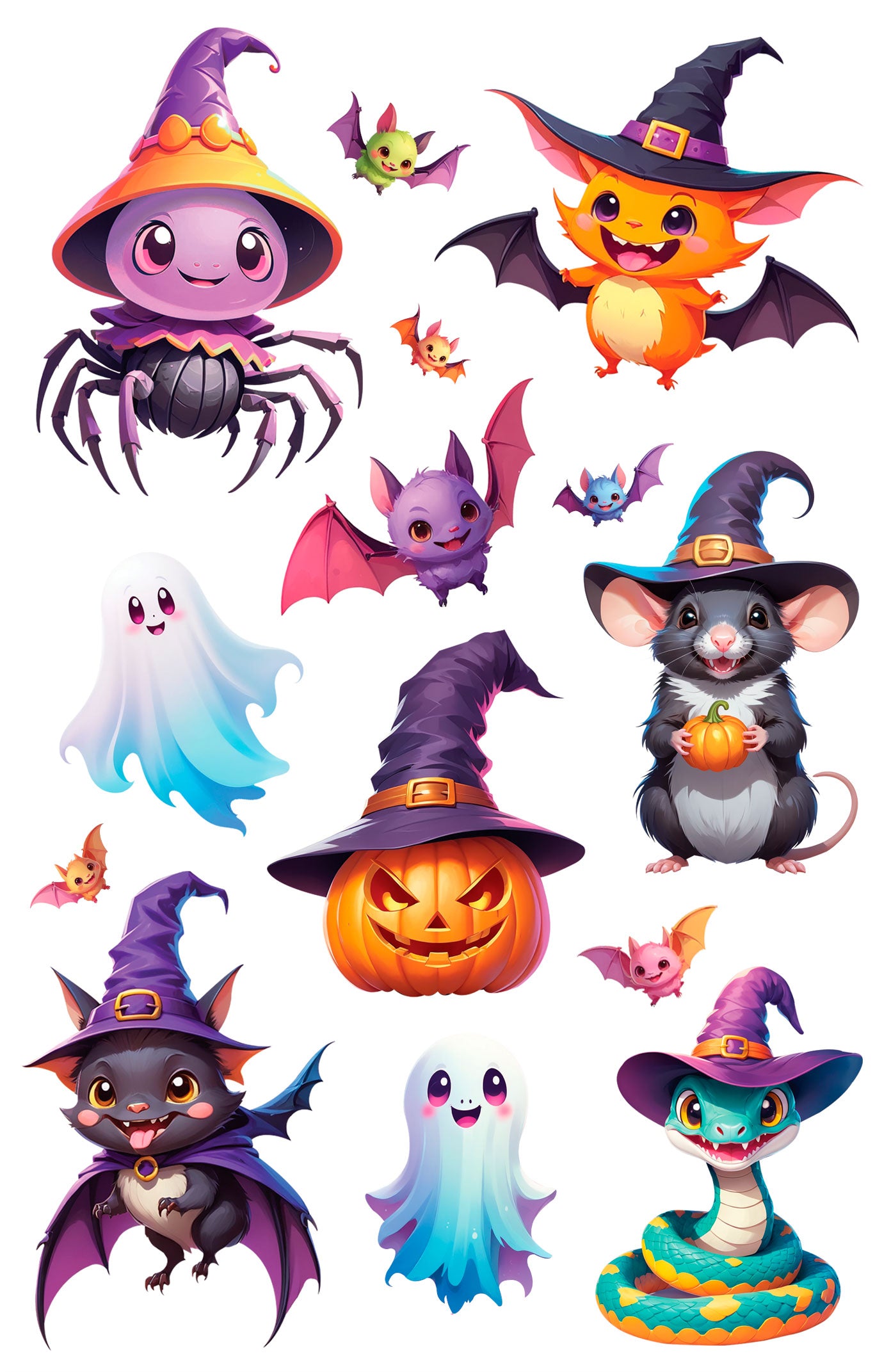GP29417 – Halloween Hexe Sticker Lustige Geister – Farbe: Mehrfarbig