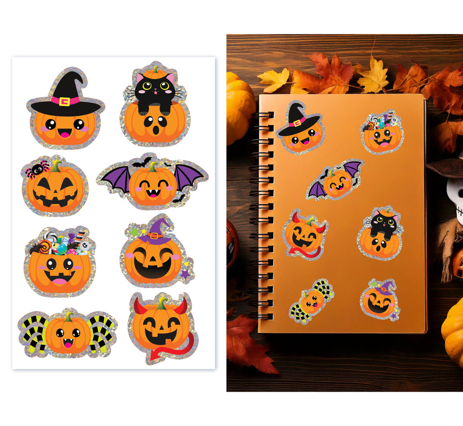 GP29420 – Halloween Kürbis Party Aufkleber Set – Farbe: Mehrfarbig, Ansicht 2