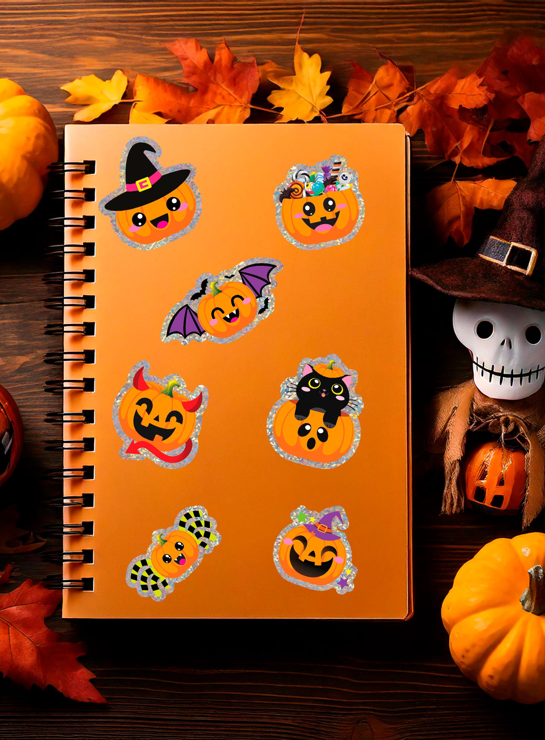 GP29420 – Halloween Kürbis Party Aufkleber Set – Farbe: Mehrfarbig