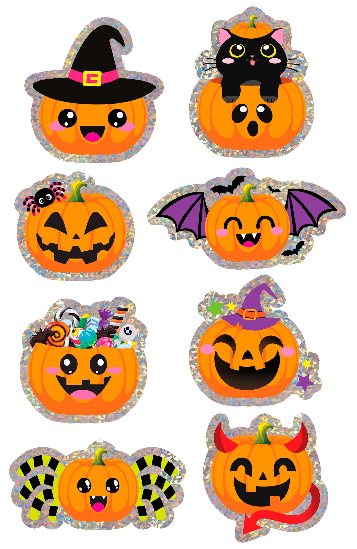 GP29420 – Halloween Kürbis Party Aufkleber Set – Farbe: Mehrfarbig