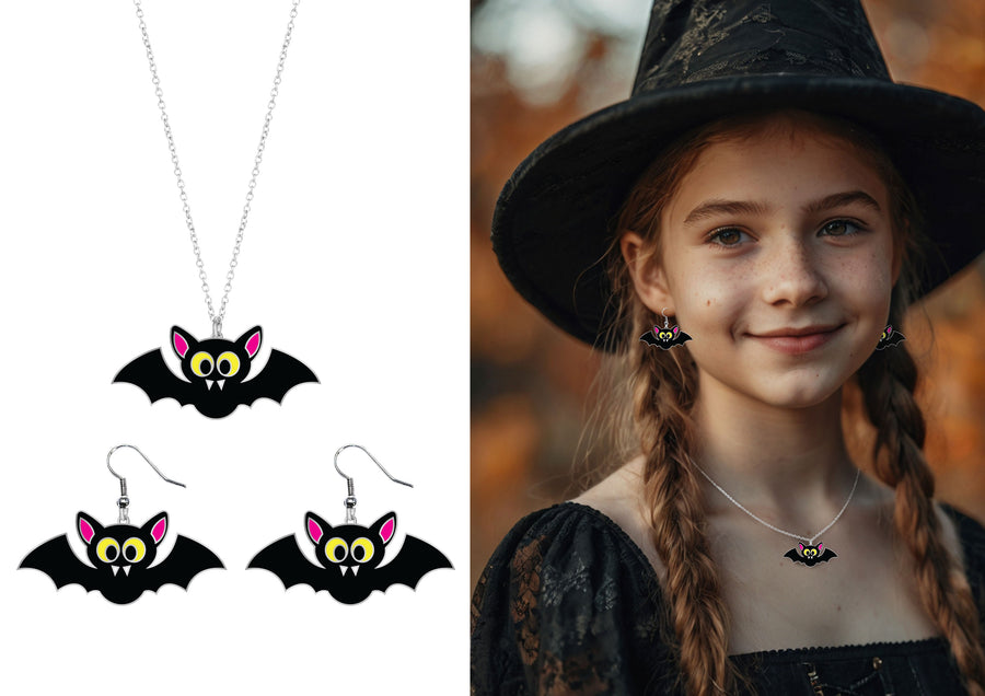 GP29423 – Tier Halloween Fledermaus Schmuck Set – Farbe: Mehrfarbig, Ansicht 2