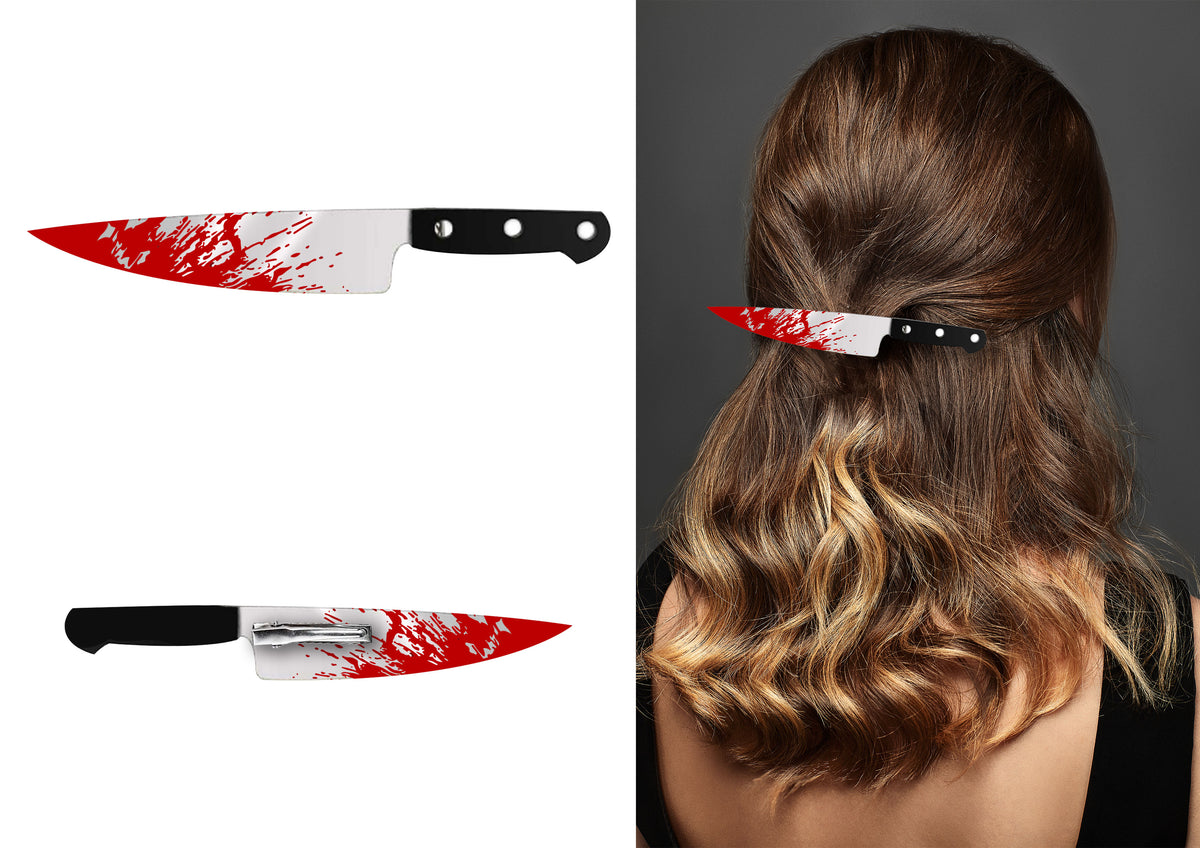 GP29433 – Halloween Haarnadel Blutige Messer Horror – Farbe: Mehrfarbig