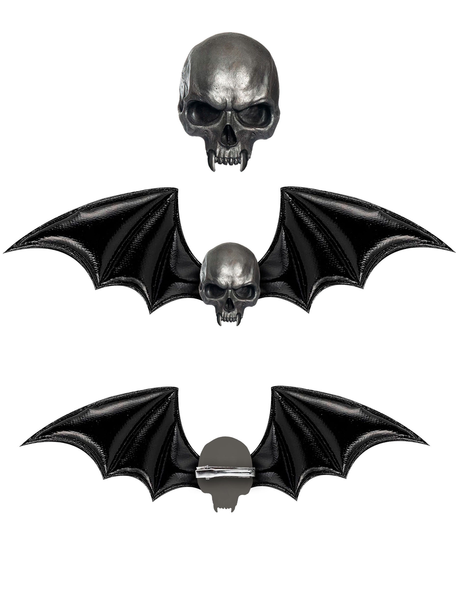 GP29434 – Fledermaus Totenkopf Haarklammer – Farbe: Schwarz
