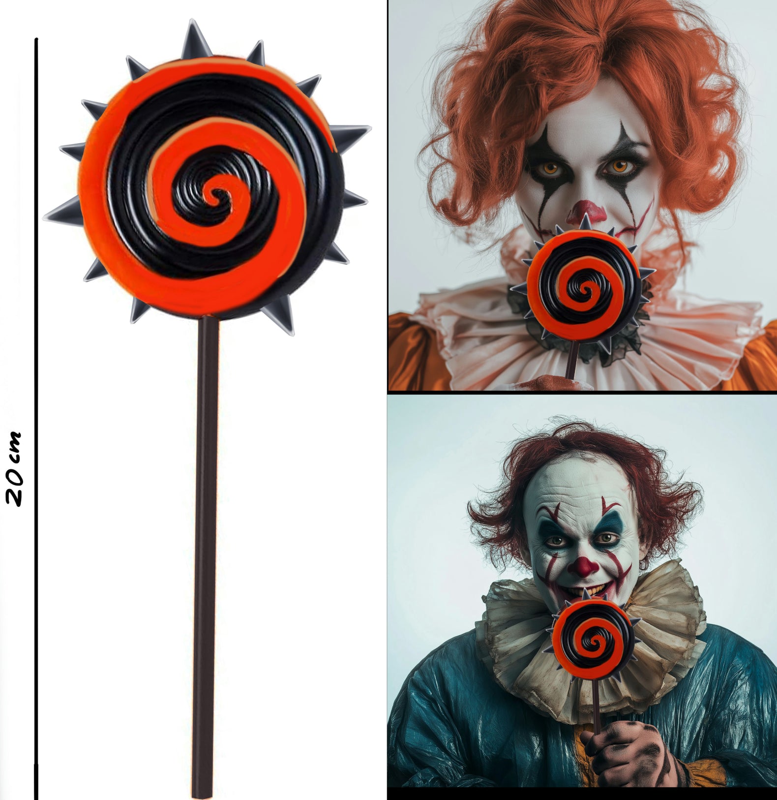 GP29435 – Clown Horror Lutscher Halloween Rot Schwarz – Farbe: Rot / Schwarz