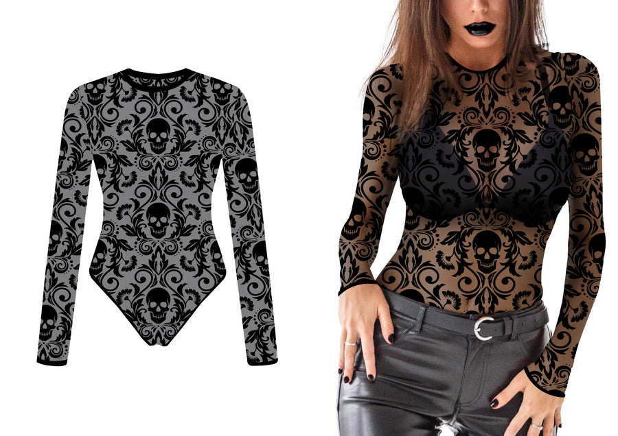 GP29444 – Halloween Skull Spitzenbody Schwarz – Größe: 38 - 40 (M), 42 - 44 (L) – Farbe: Schwarz, Ansicht 2