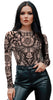 GP29448 – Halloween Tattoo Effekt Dunkler Nadeldruck – Größe: 38 - 40 (M), 42 - 44 (L) – Farbe: Schwarz