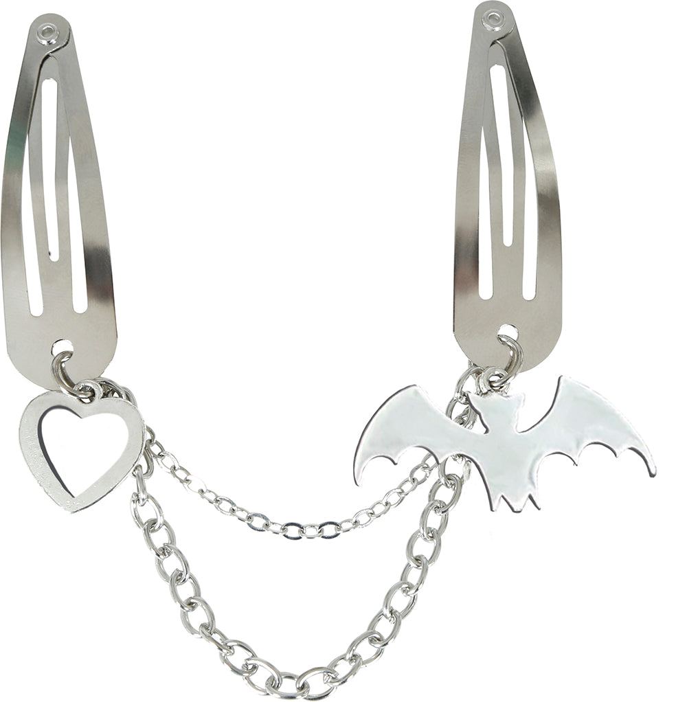 GP29457 – Skelett Halloween Haarspangen Kette Gothic – Farbe: Silber