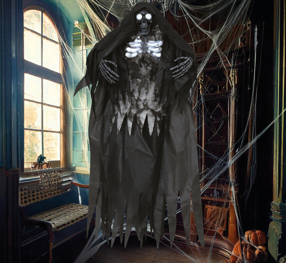 GP29465 – Skelett Halloween Dekoration Schauriger Auftritt – Farbe: Schwarz / Grau