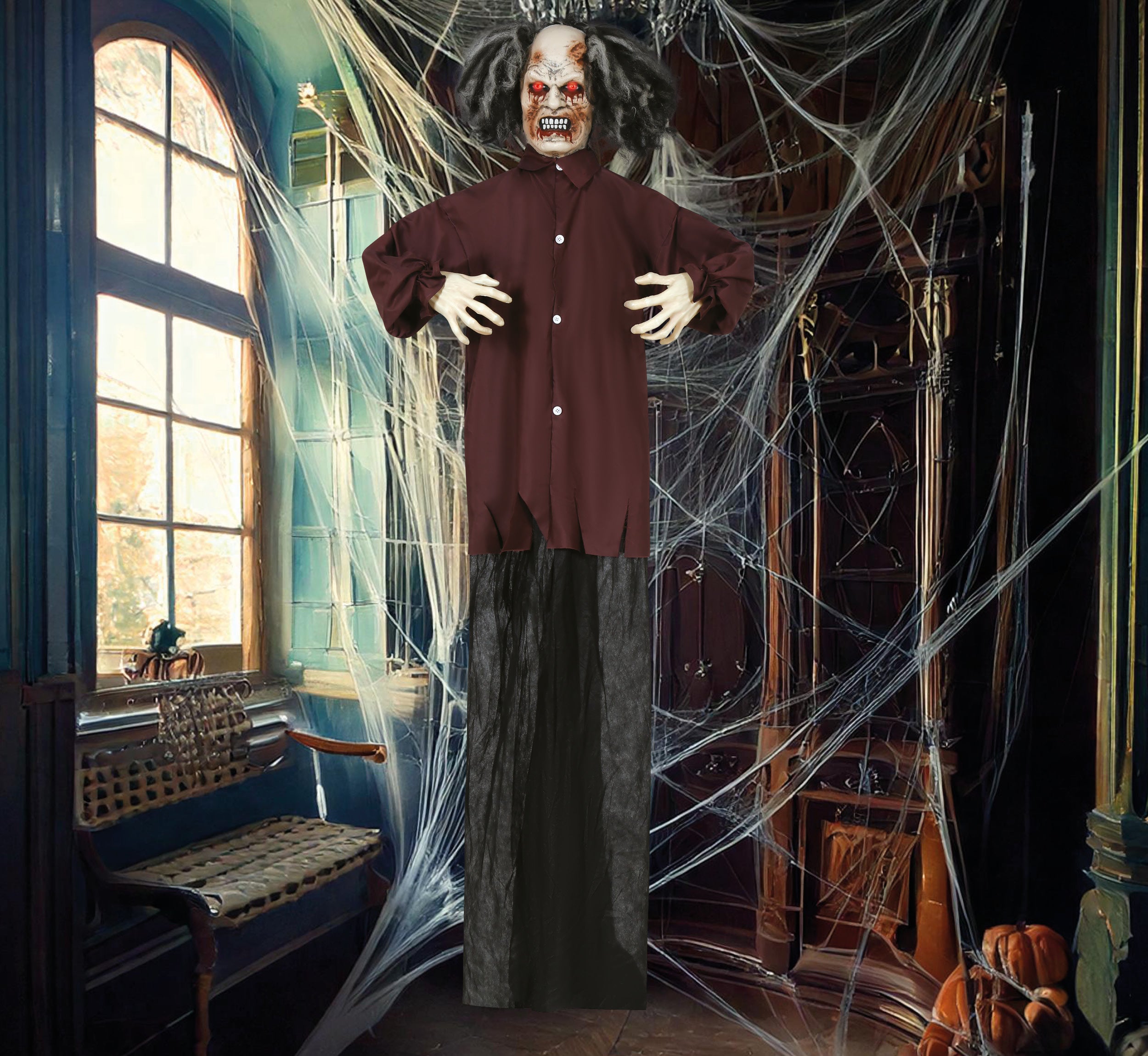 GP29466 – Skelett Zombie Halloween Dekoration – Farbe: Schwarz / Grau