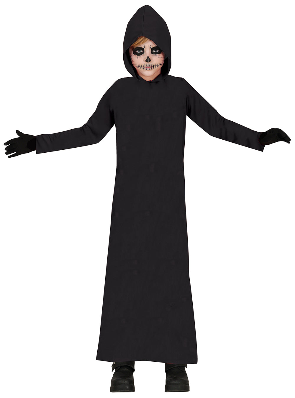 GP29470 – Halloween Sensenmann Kostüm Dunkle Kapuze – Größe: 128/134, 140/146 – Farbe: Schwarz