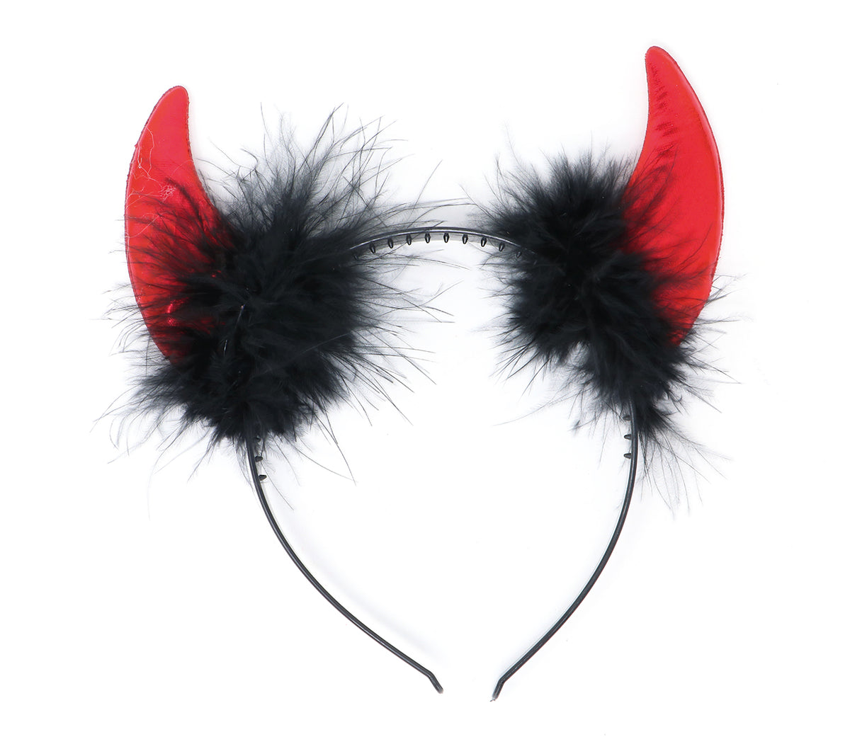 GP26468 – Teufelshörner für Damen rot mit Marabu – Farbe: Rot