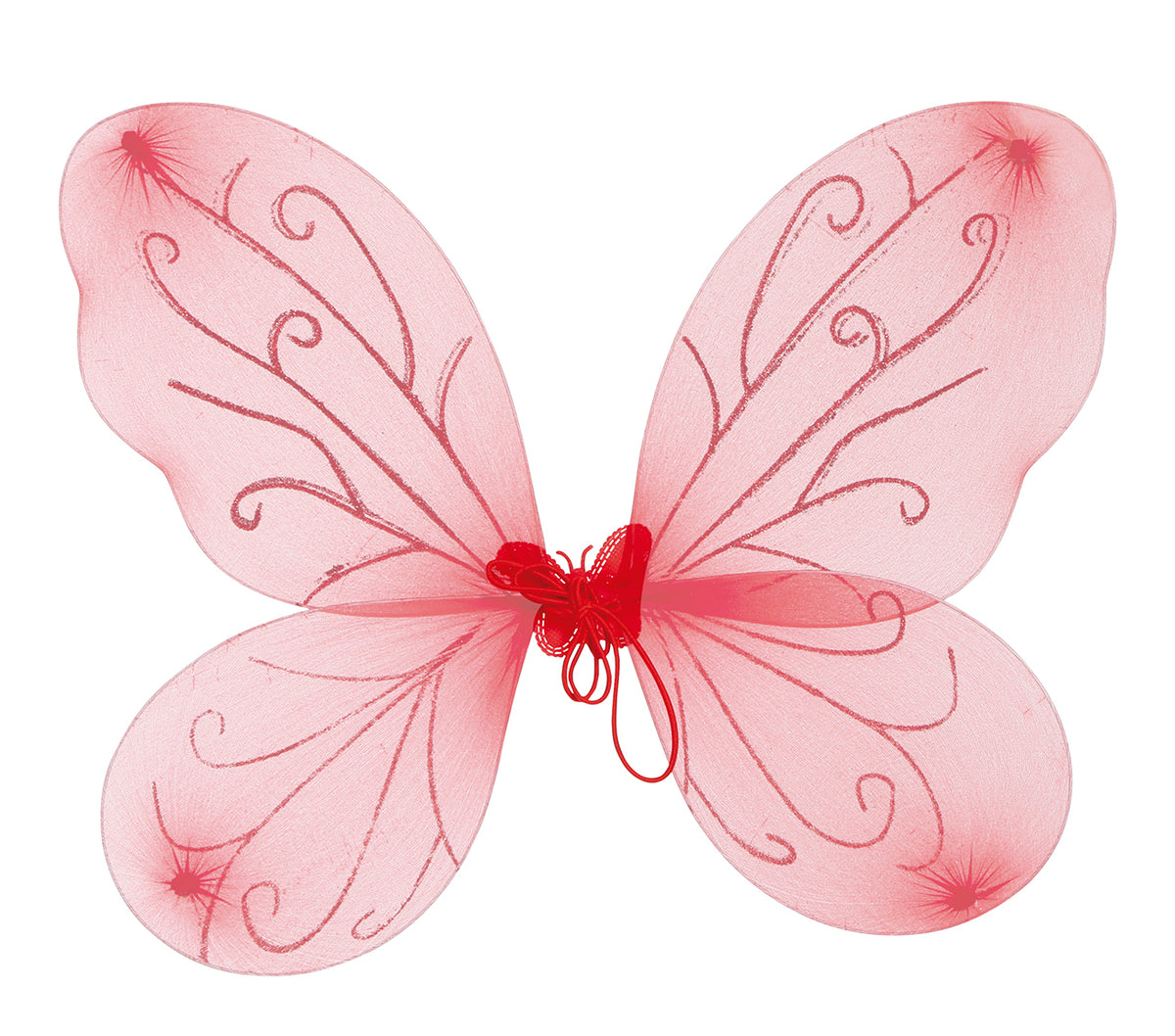GP18600 – Feenflügel für Mädchen 44 x 35 cm Glitzer – Farbe: Rot