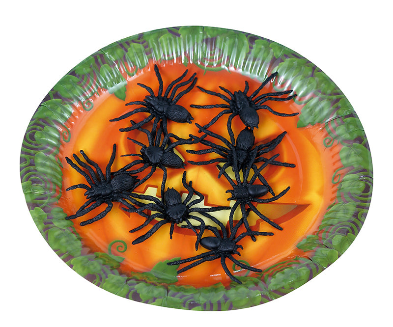 GP26293 – 4 Spinnen schwarz 10 cm Halloween Deko – Farbe: Schwarz