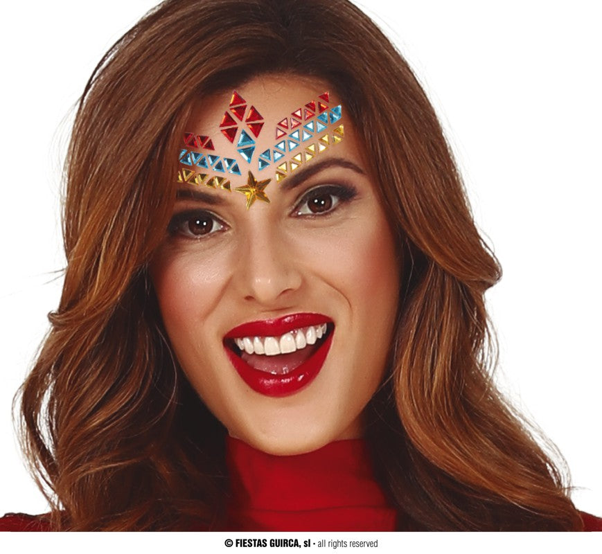 GP15816 – Superheldin Gesichtsschmuck für Damen 15 x 13 cm – Farbe: Mehrfarbig
