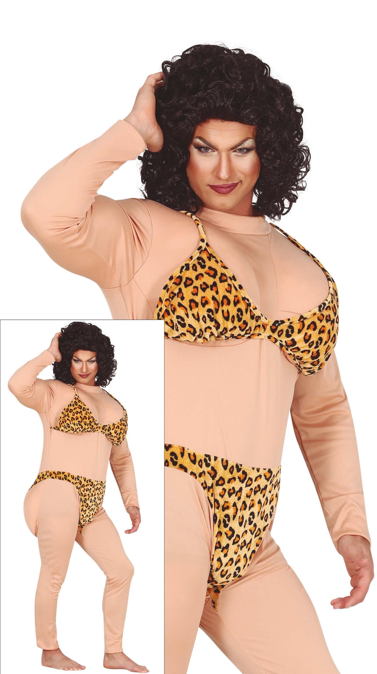 GP79640 – Bikini Kostüm für Herren mit Leopardenmuster – Größe: 52 - 54 (L) – Farbe: Beige