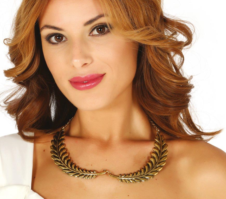 GP17587 – Römerin Halskette für Damen 22 cm Lorbeer – Farbe: Gold