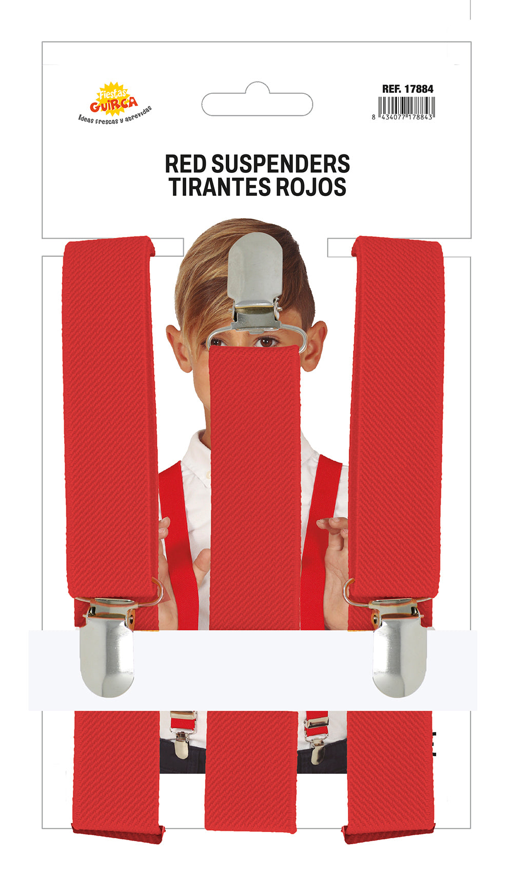 GP17884 – Hosenträger für Kinder mit Clips – Farbe: Rot