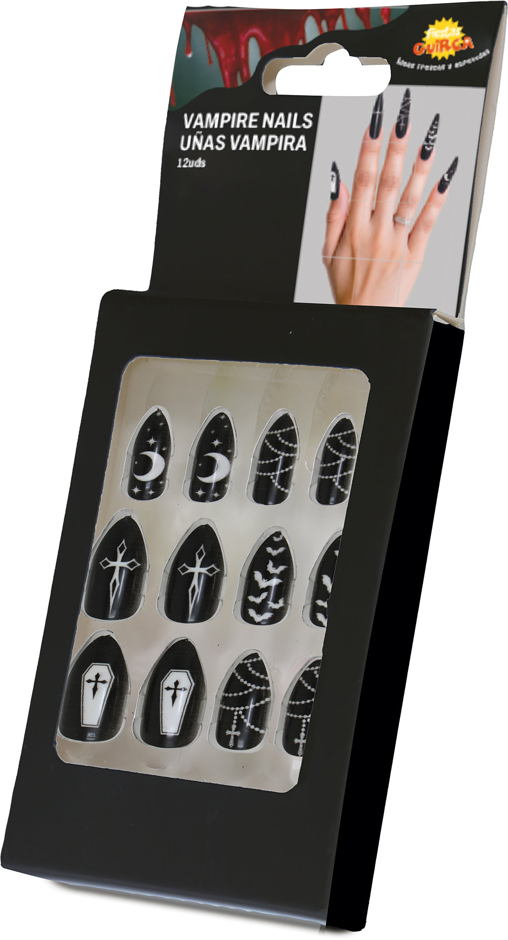 GP15920 – Lange Kunstnägel für Damen Stiletto Gothic – Farbe: Schwarz-vampir