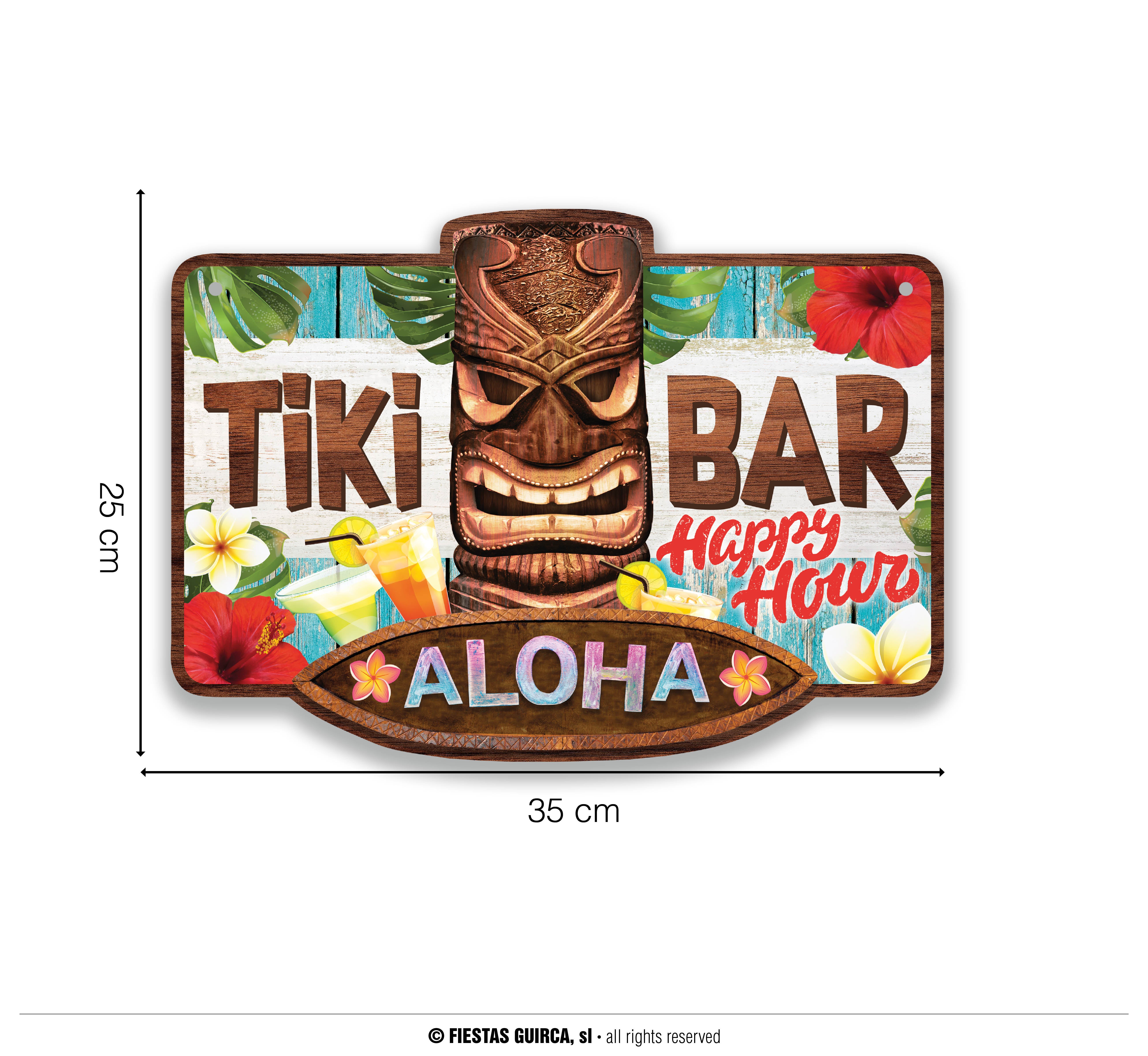 GP31160 – Hawaii Party Dekoration Tiki Bar Schild – Farbe: Mehrfarbig