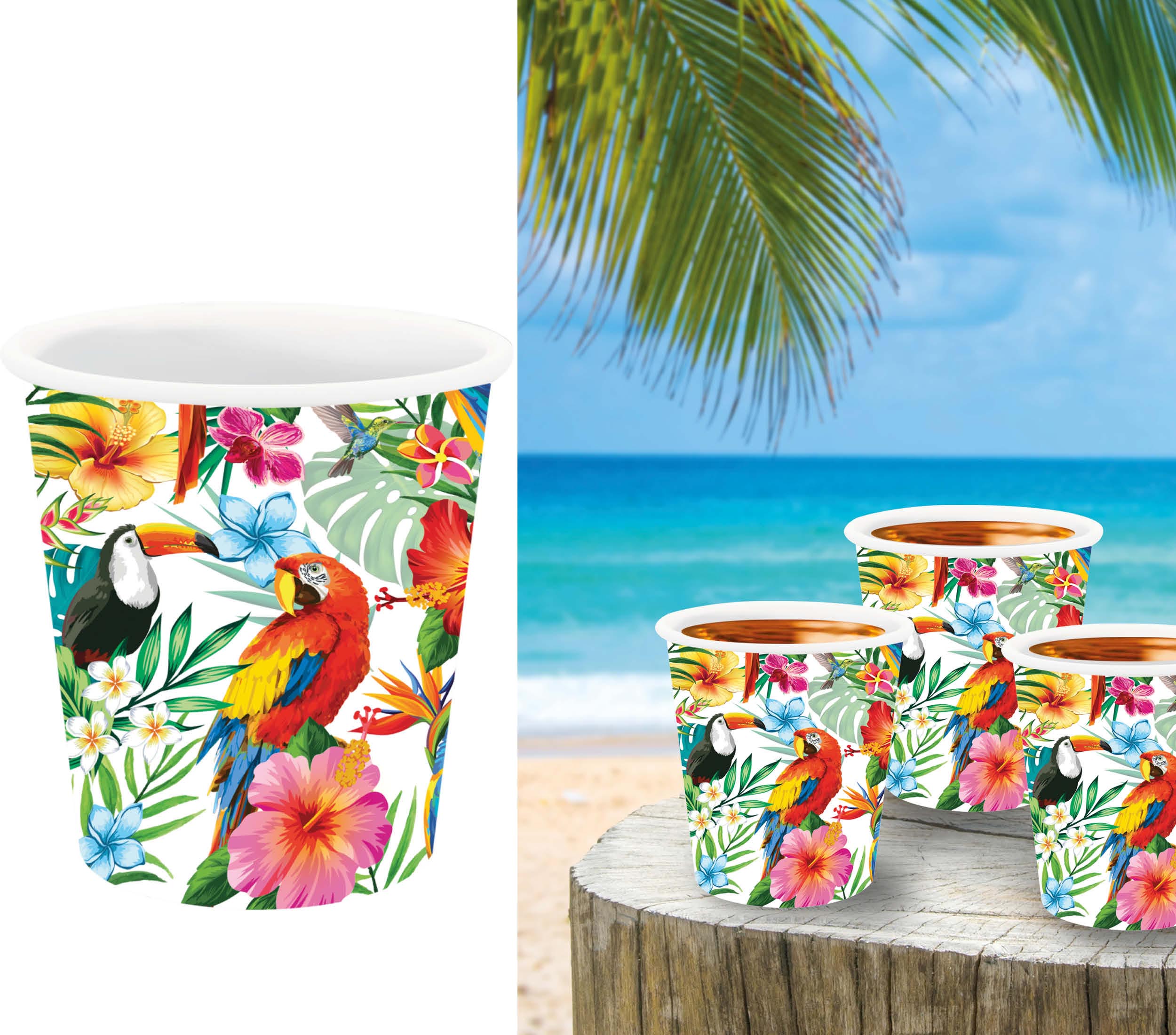 GP31172 – Hawai Sommer Party Tropische Schnapsgläser – Farbe: Mehrfarbig, Braun, Blau, Orange