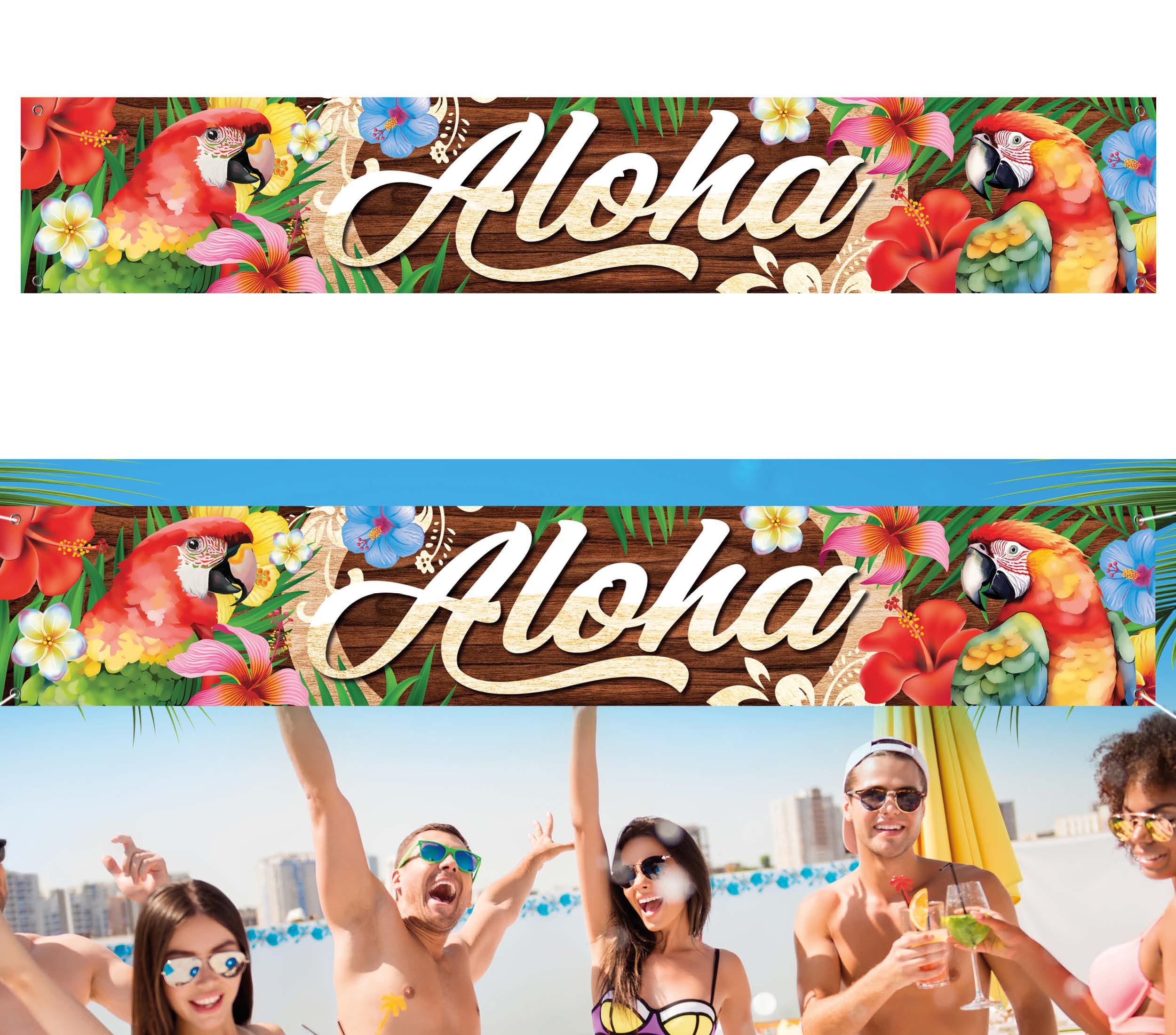 GP31184 – Hawai Sommerparty Banner Dekoration – Farbe: Mehrfarbig