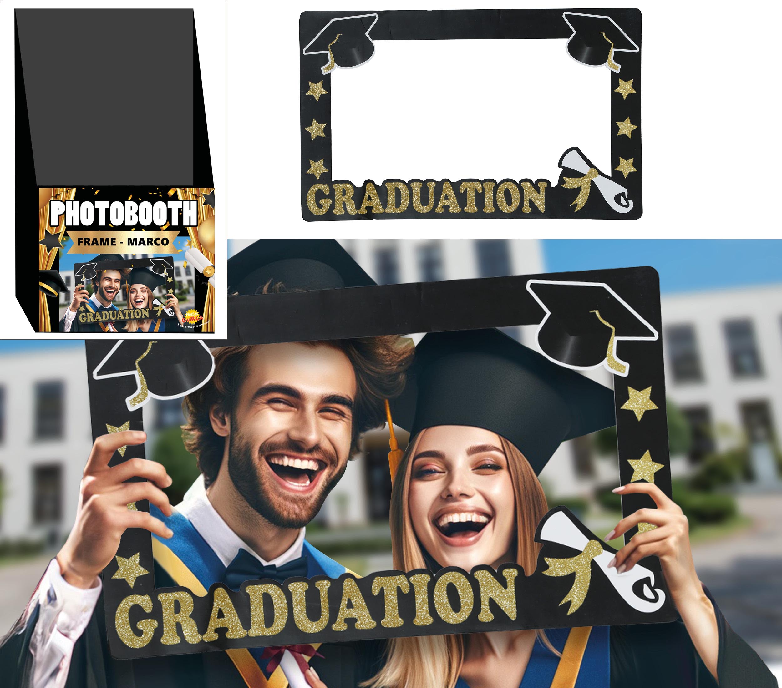 GP31188 – Absolventen Photobooth Rahmen Party – Farbe: Schwarz